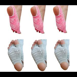 6 Pairs NEW Pilates Yoga Non Slip Toe Socks with Grips Barre Low Cut Grip Sox